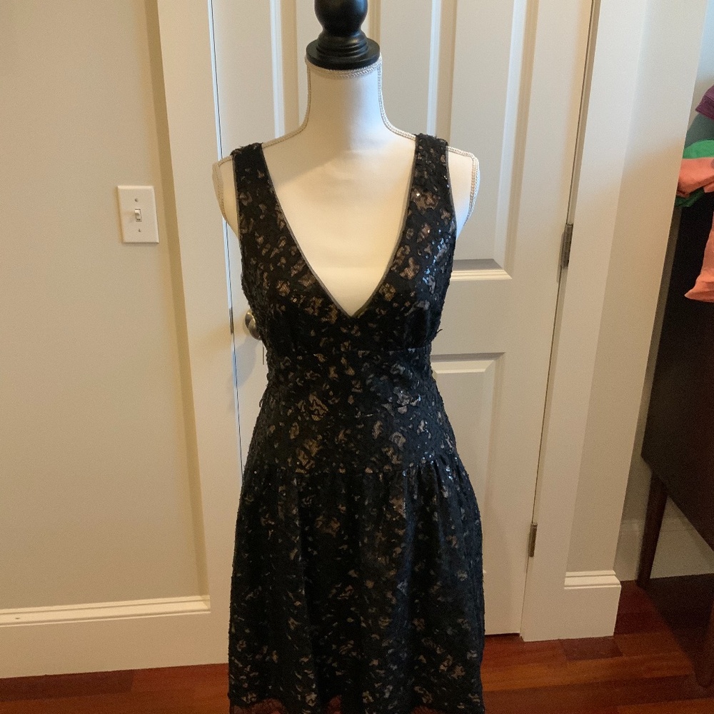 Sparkly fun backless a-line BCBG Maxazria dress